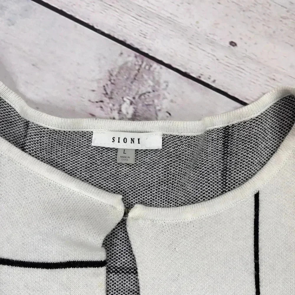 Sioni Plaid Colorblock Windowpane Grid Cardigan - Picture 2 of 10
